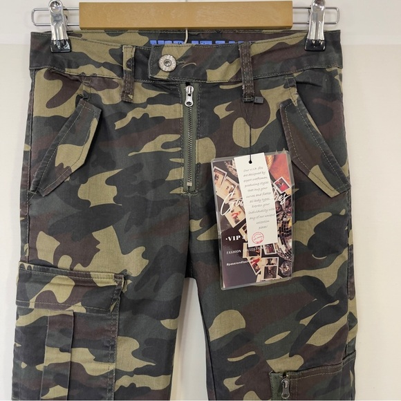 VIP Camo Denim Joggers Juniors 1/25  Adjustable Ankle Zip+Flap Pockets NWT - Picture 4 of 16